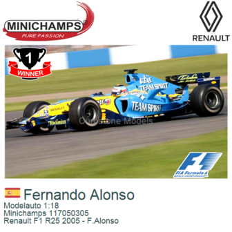 Modelauto 1:18 | Minichamps 117050305 | Renault F1 R25 2005 - F.Alonso