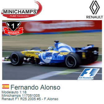 Modelauto 1:18 | Minichamps 117051005 | Renault F1 R25 2005 #5 - F.Alonso