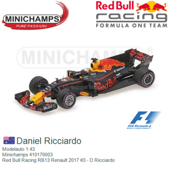 Modelauto 1:43 | Minichamps 410170003 | Red Bull Racing RB13 Renault 2017 #3 - D.Ricciardo