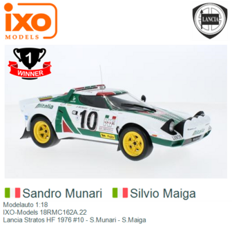Modelauto 1:18 | IXO-Models 18RMC162A.22 | Lancia Stratos HF 1976 #10 - S.Munari - S.Maiga