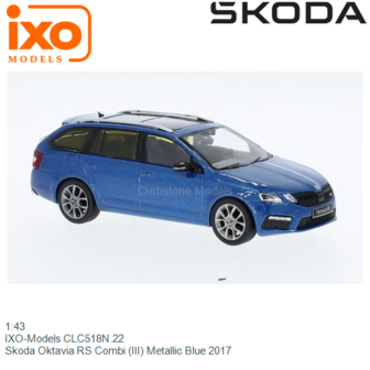 1:43 | IXO-Models CLC518N.22 | Skoda Oktavia RS Combi (III) Metallic Blue 2017