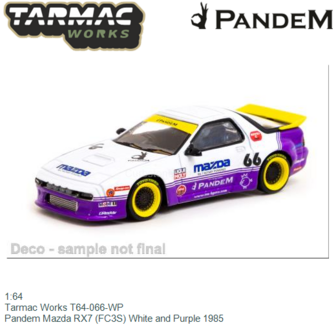 1:64 | Tarmac Works T64-066-WP | Pandem Mazda RX7 (FC3S) White and Purple 1985