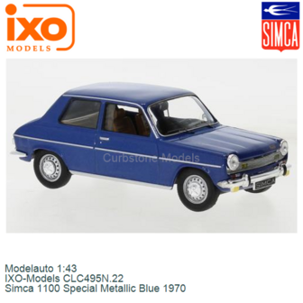 Modelauto 1:43 | IXO-Models CLC495N.22 | Simca 1100 Special Metallic Blue 1970