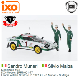 Modelauto 1:43 | IXO-Models SPRM001-77 | Lancia Alitalia Stratos HF 1977 #1 - S.Munari - S.Maiga