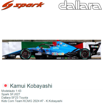 Modelauto 1:43 | Spark SFJ027 | Dallara SF23 Toyota | Kids Com Team KCMG 2024 #7 - K.Kobayashi