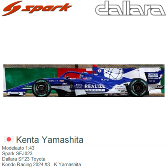 Modelauto 1:43 | Spark SFJ023 | Dallara SF23 Toyota | Kondo Racing 2024 #3 - K.Yamashita 