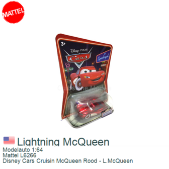 Modelauto 1:64 | Mattel L6266 | Disney Cars Cruisin McQueen Rood - L.McQueen