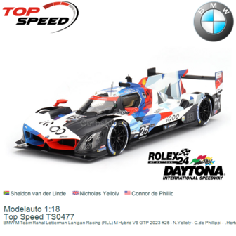 Modelauto 1:18 | Top Speed TS0477 | BMW M Team Rahal Letterman Lanigan Racing (RLL) M Hybrid V8 GTP 2023 #25 - N.Yelloly - C.de