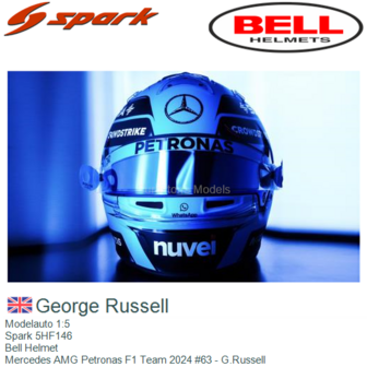 Modelauto 1:5 | Spark 5HF146 | Bell Helmet | Mercedes AMG Petronas F1 Team 2024 #63 - G.Russell