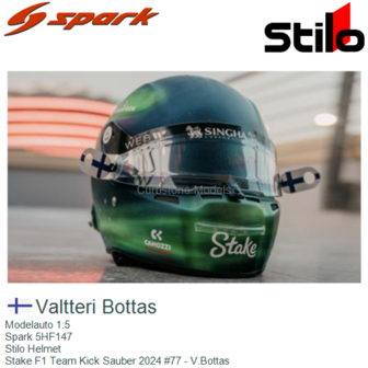 Modelauto 1:5 | Spark 5HF147 | Stilo Helmet | Stake F1 Team Kick Sauber 2024 #77 - V.Bottas