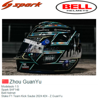 Modelauto 1:5 | Spark 5HF148 | Bell Helmet | Stake F1 Team Kick Saube 2024 #24 - Z.GuanYu