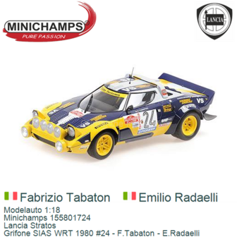 Modelauto 1:18 | Minichamps 155801724 | Lancia Stratos | Grifone SIAS WRT 1980 #24 - F.Tabaton - E.Radaelli