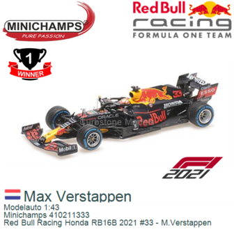 Modelauto 1:43 | Minichamps 410211333 | Red Bull Racing Honda RB16B 2021 #33 - M.Verstappen