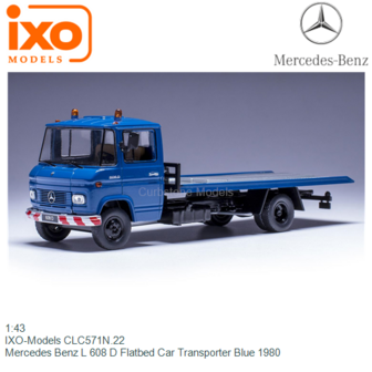 1:43 | IXO-Models CLC571N.22 | Mercedes Benz L 608 D Flatbed Car Transporter Blue 1980