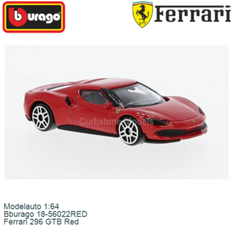 Modelauto 1:64 | Bburago 18-56022RED | Ferrari 296 GTB Red