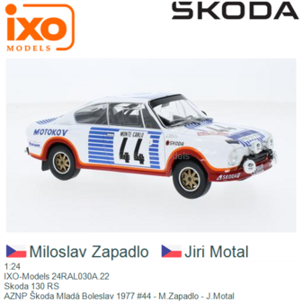 1:24 | IXO-Models 24RAL030A.22 | Skoda 130 RS | AZNP &Scaron;koda Mlad&aacute; Boleslav 1977 #44 - M.Zapadlo - J.Motal
