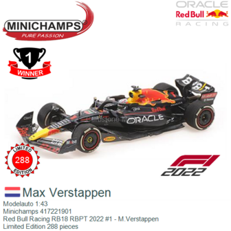 Modelauto 1:43 | Minichamps 417221901 | Red Bull Racing RB18 RBPT 2022 #1 - M.Verstappen