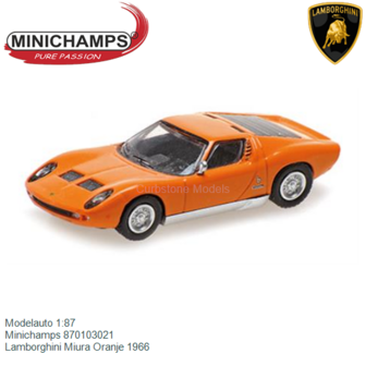 Modelauto 1:87 | Minichamps 870103021 | Lamborghini Miura Oranje 1966