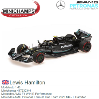 Modelauto 1:43 | Minichamps 417230344 | Mercedes AMG F1 W14 E-Performance | Mercedes-AMG Petronas Formula One Team 2023 #44 - L
