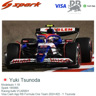 Modelauto 1:18 | Spark 18S985 | Racing bulls VCARB01 | Visa Cash App RB Formula One Team 2024 #22 - Y.Tsunoda