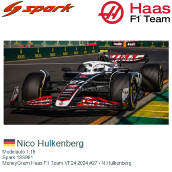 Modelauto 1:18 | Spark 18S991 | MoneyGram Haas F1 Team VF24 2024 #27 - N.Hulkenberg