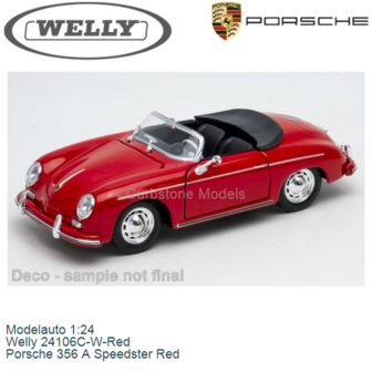 Modelauto 1:24 | Welly 24106C-W-Red | Porsche 356 A Speedster Red