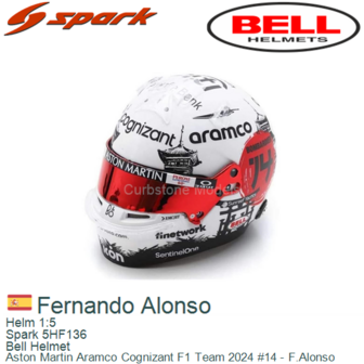 Helm 1:5 | Spark 5HF136 | Bell Helmet | Aston Martin Aramco Cognizant F1 Team 2024 #14 - F.Alonso