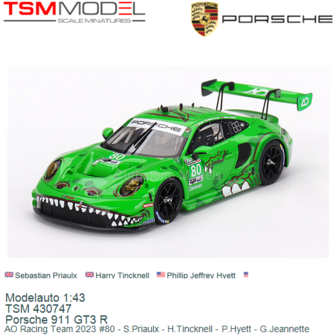 Modelauto 1:43 | TSM 430747 | Porsche 911 GT3 R | AO Racing Team 2023 #80 - S.Priaulx - H.Tincknell - P.Hyett - G.Jeannette