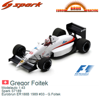 Modelauto 1:43 | Spark S7189 | Eurobrun ER188B 1989 #33 - G.Foitek