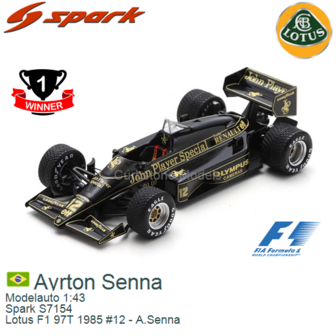 Modelauto 1:43 | Spark S7154 | Lotus F1 97T 1985 #12 - A.Senna