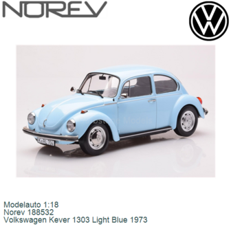 Modelauto 1:18 | Norev 188532 | Volkswagen Kever 1303 Light Blue 1973