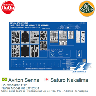 Bouwpakket 1:12 | NuNu Model Kit EX12001 | Camel Lotus Team 99T Honda Detail Up Set 1987 #12 - A.Senna - S.Nakajima