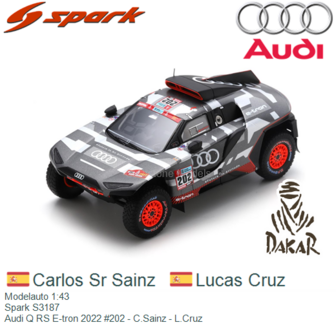 Modelauto 1:43 | Spark S3187 | Audi Q RS E-tron 2022 #202 - C.Sainz - L.Cruz