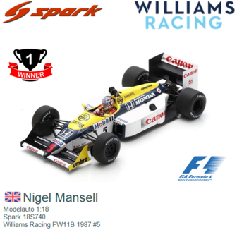 Modelauto 1:18 | Spark 18S740 | Williams Racing FW11B 1987 #5