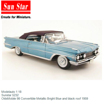 Modelauto 1:18 | Sunstar 5232 | OldsMobile 98 Convertible Metallic Bright Blue and black roof 1959