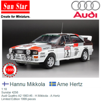 1:18 | Sunstar 4256 | Audi Quattro A2 1983 #5 - H.Mikkola - A.Hertz