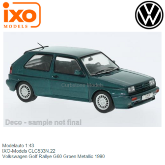 Modelauto 1:43 | IXO-Models CLC533N.22 | Volkswagen Golf Rallye G60 Groen Metallic 1990
