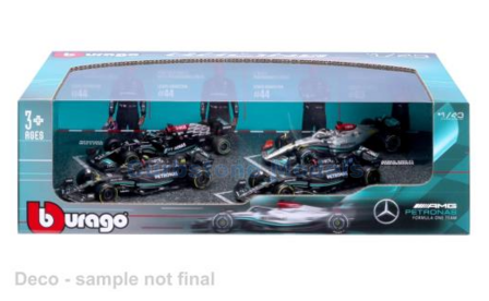 1:43 | Bburago 18-38093 | Mercedes AMG Petronas Formula One Team 4 Car Set #44 #64 - L.Hamilton - G.Russell