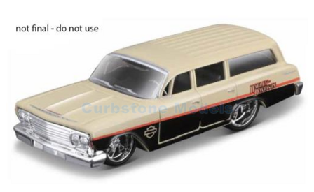 Modelauto 1:64 | Maisto 11380-02 | Chevrolet Biscayne Station Wagon Beige and Black 1957