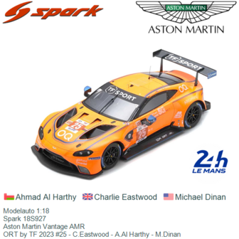 Modelauto 1:18 | Spark 18S927 | Aston Martin Vantage AMR | ORT by TF 2023 #25 - C.Eastwood - A.Al Harthy - M.Dinan