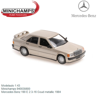 Modelauto 1:43 | Minichamps 940035600 | Mercedes Benz 190 E 2.3-16 Goud metallic 1984