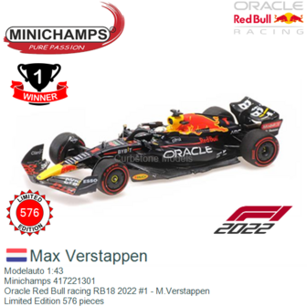 Modelauto 1:43 | Minichamps 417221301 | Oracle Red Bull racing RB18 2022 #1 - M.Verstappen
