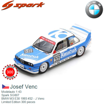 Modelauto 1:43 | Spark SG607 | BMW M3 E30 1993 #32 - J.Venc 