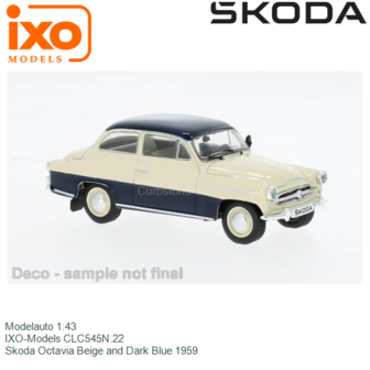Modelauto 1:43 | IXO-Models CLC545N.22 | Skoda Octavia Beige and Dark Blue 1959