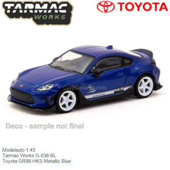 Modelauto 1:43 | Tarmac Works G-038-BL | Toyota GR86 HKS Metallic Blue