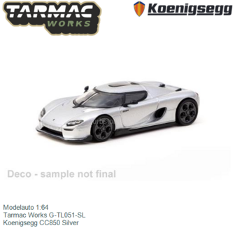 Modelauto 1:64 | Tarmac Works G-TL051-SL | Koenigsegg CC850 Silver