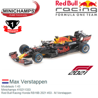 Modelauto 1:43 | Minichamps 410211333 | Red Bull Racing Honda RB16B 2021 #33 - M.Verstappen