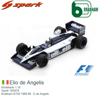 Modelauto 1:18 | Spark 18S678 | Brabham BT55 1986 #8 - E.de Angelis