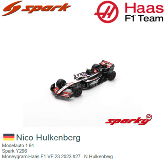 Modelauto 1:64 | Spark Y296 | Moneygram Haas F1 VF-23 2023 #27 - N.Hulkenberg