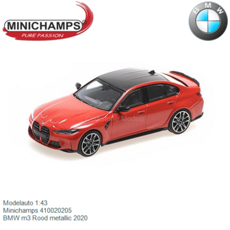 Modelauto 1:43 | Minichamps 410020205 | BMW m3 Rood metallic 2020